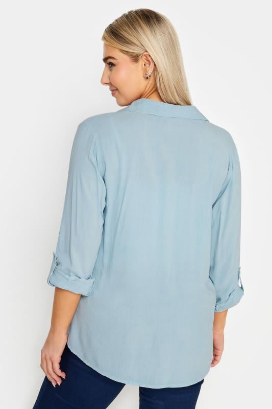 M&Co Blue Button Up Long Sleeve Shirt | M&Co 3