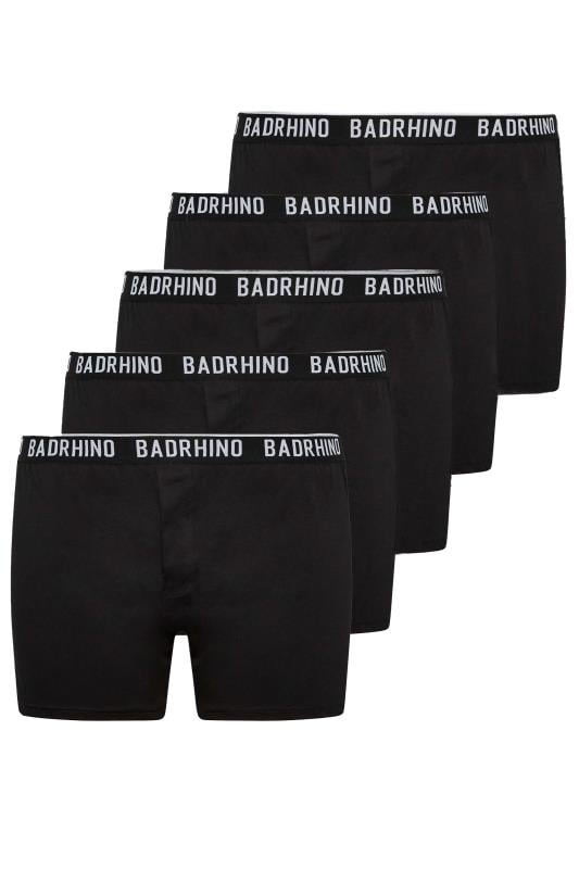 BadRhino Big & Tall 5 PACK Black Button Up Loose Fit Boxers
