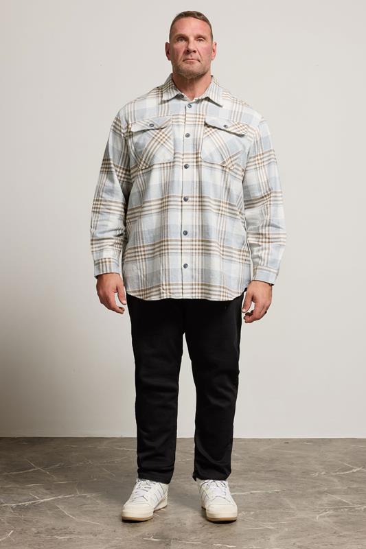 JACK & JONES Big & Tall White & Brown Check Overshirt | BadRhino 1