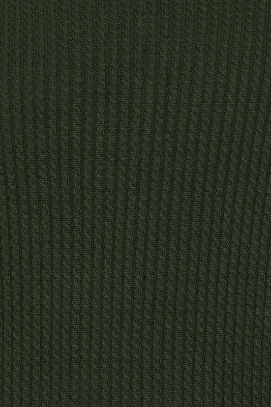 BadRhino Big & Tall Dark Green Cable Knit Mock Shirt Jumper | BadRhino 8