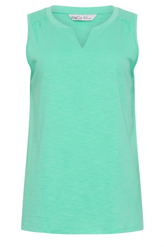 M&Co 2 Pack White & Green Notch Neck Sleeveless Cotton Tops | M&Co 9