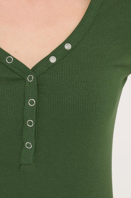 PixieGirl Petite Women's 2 PACK Black & Khaki Green Button Henley Tops | PixieGirl 7