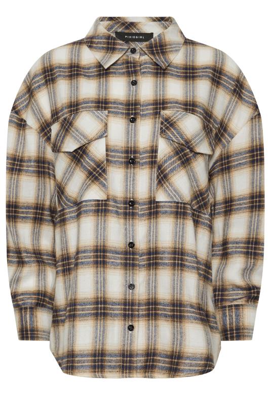 PixieGirl Petite Women's Beige Brown Check Shirt | PixieGirl 6