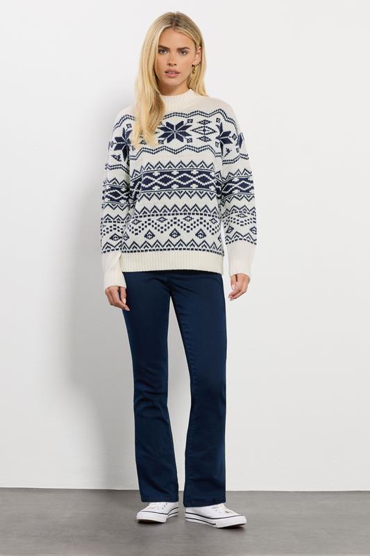 M&Co Petite Navy Blue & White Fairisle Knit Jumper | M&Co 1