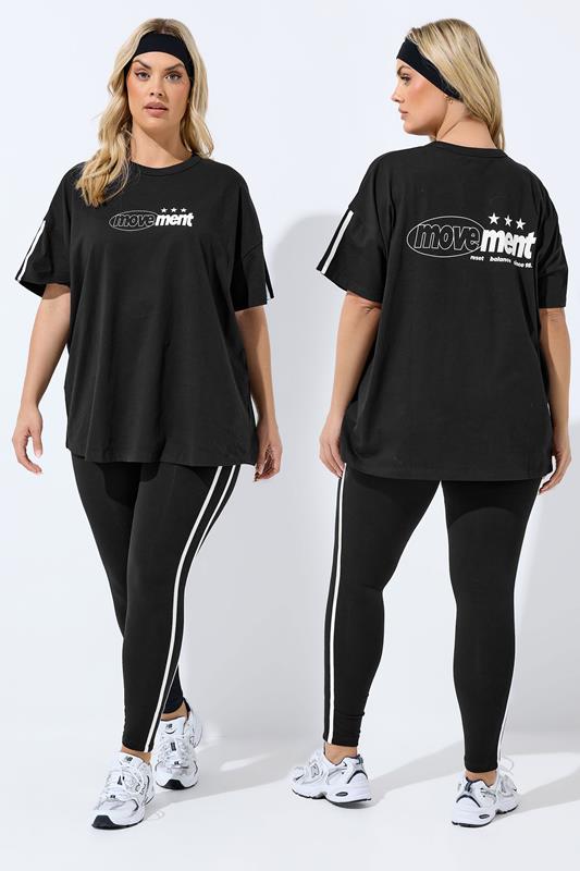 YOURS ACTIVE Curve Black 'Movement' T-Shirt