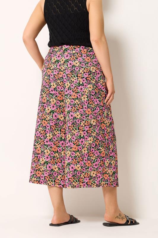 YOURS Plus Size Pink & Orange Floral Culottes | Yours Clothing 2