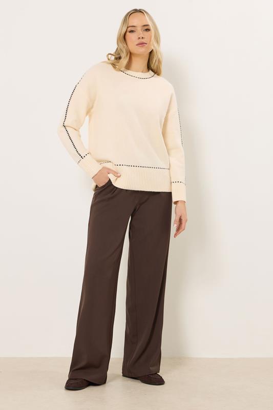 LTS Tall Ivory White Stitch Detail Jumper | Long Tall Sally 1