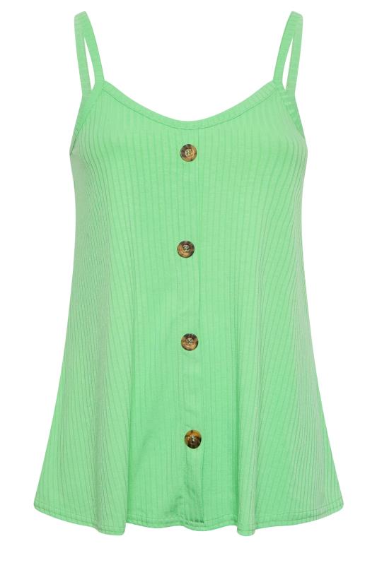 LIMITED COLLECTION Plus Size Green Ribbed Button Cami Top | Yours Clothing  7