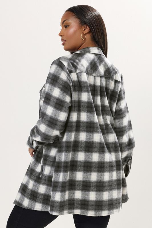 YOURS Plus Size Black & White Check Shacket | Yours Clothing 2