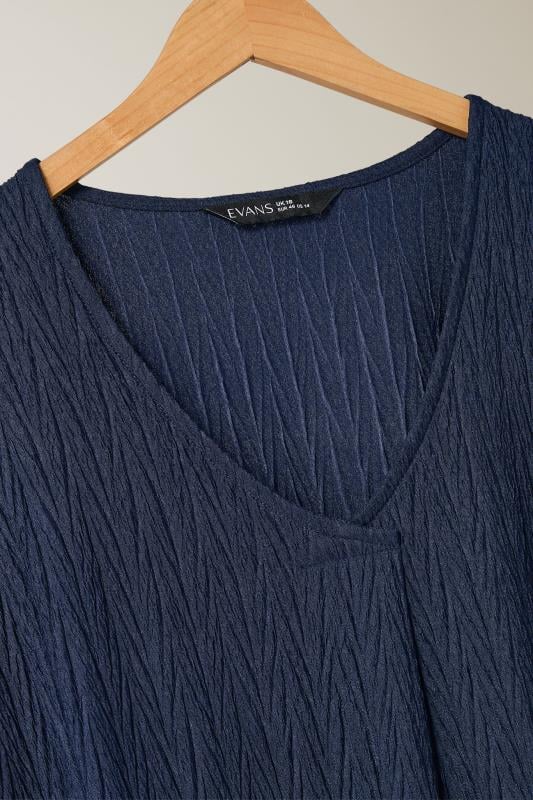EVANS Plus Size Navy Blue Plisse Pleat Front Top | Evans 8