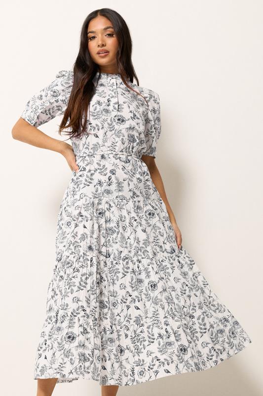 PixieGirl Petite White Floral Cotton Tiered Maxi Dress