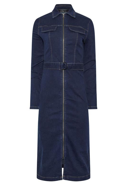 LTS Tall Women's Dark Blue Zip Through Denim Midi Dress | Long Tall Sally 6