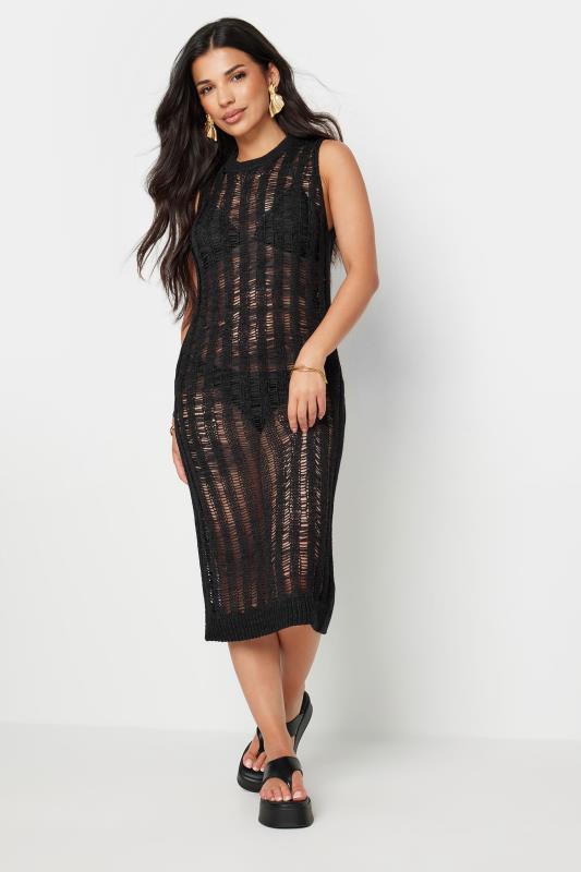 PixieGirl Petite Women's Black Tape Yarn Midi Dress | PixieGirl 2
