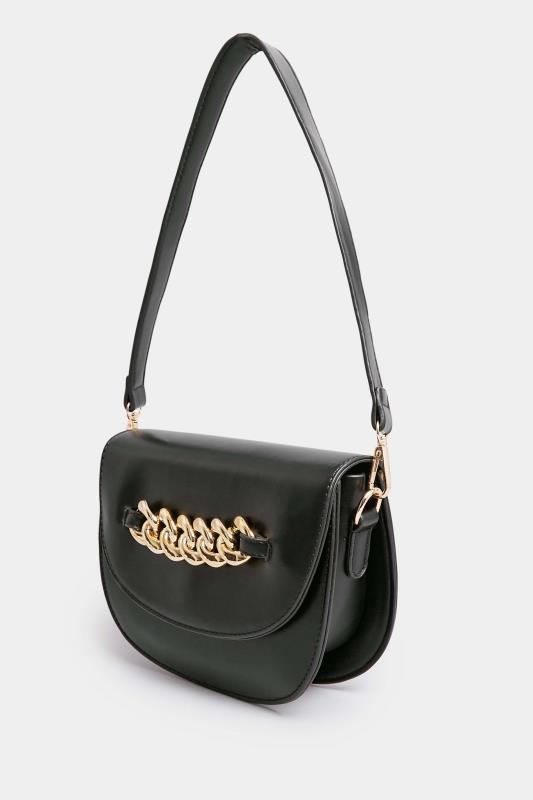 Black Chain Detail Shoulder Bag | Yours Clothing 2