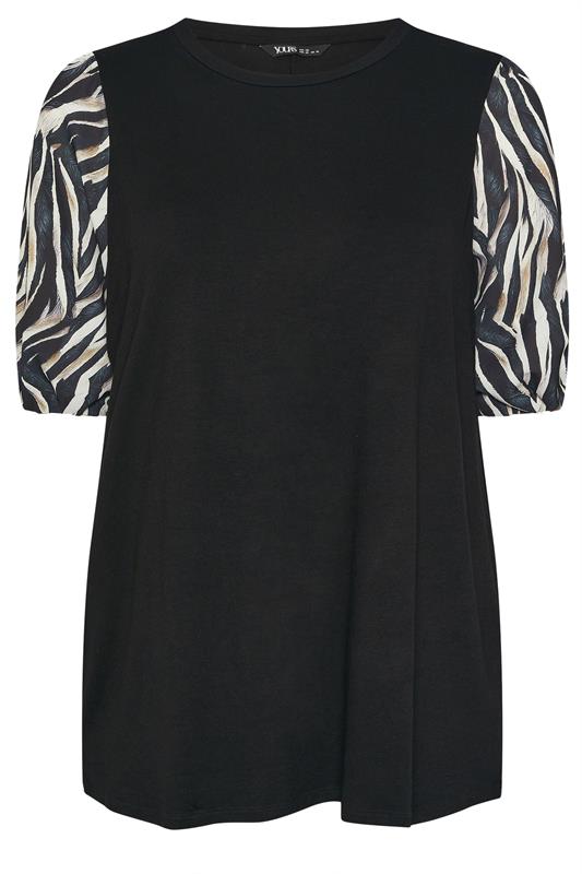 YOURS Plus Size Black Zebra Print Sleeve Top | Yours Clothing 5