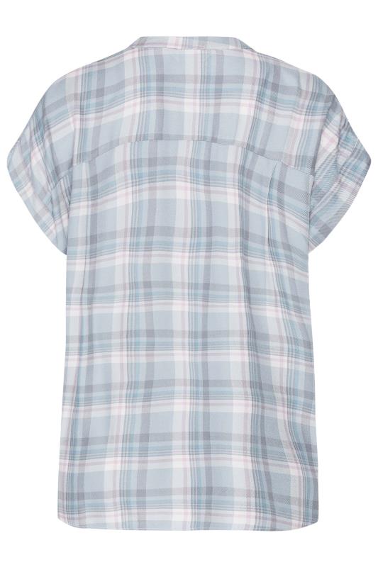 M&Co Blue Check Print Grown On Sleeve Shirt 7