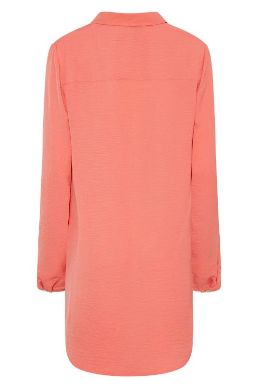 LTS Tall Women's Coral Pink V-Neck Twill Shirt | Long Tall Sally 6