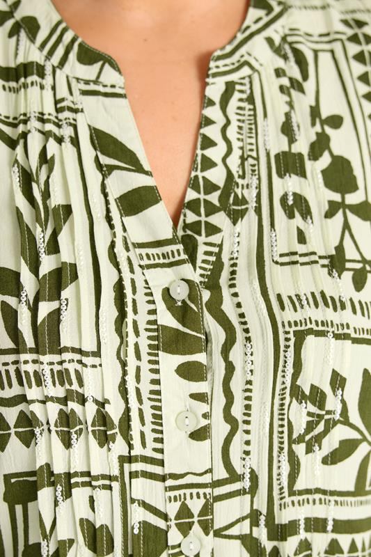 EVANS Plus Size Green Leaf Pintuck Sleeveless Shirt | Evans 5