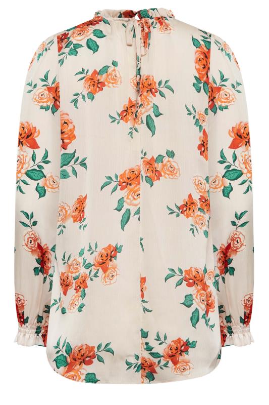 M&Co Ivory White Floral Print Frill Neck Blouse | M&Co 7