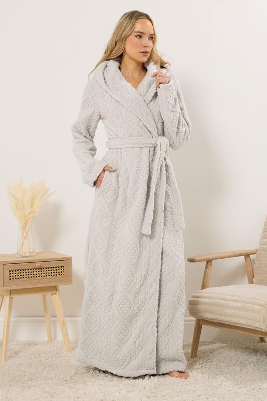 LTS Tall Natural Brown Cable Maxi Dressing Gown | Long Tall Sally  1