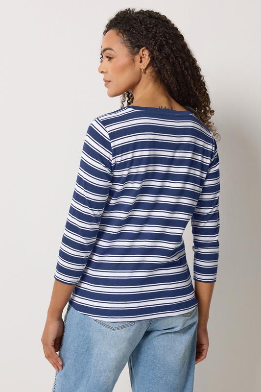 M&Co Navy Blue Stripe Cotton Top | M&Co  2