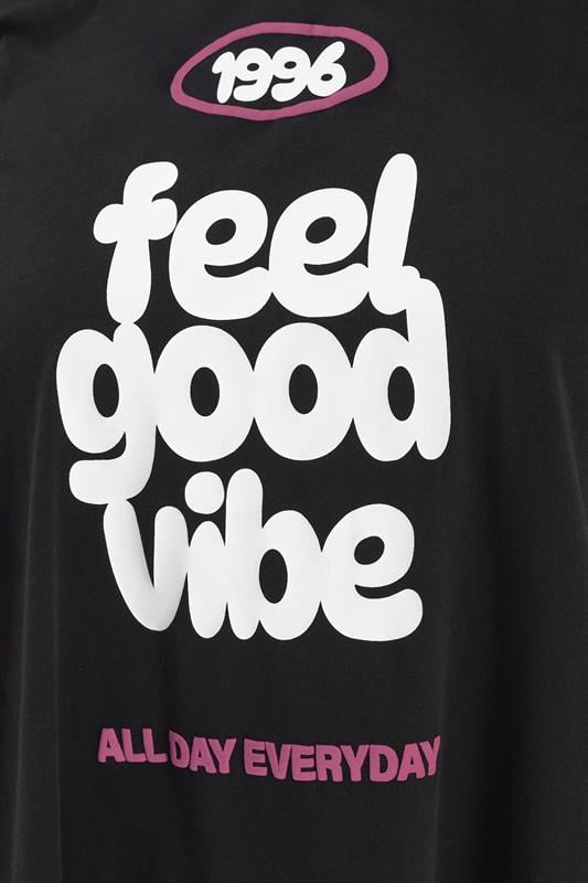 YOURS ACTIVE Plus Size Black 'Feel Good Vibe' T-Shirt | Yours Clothing 5