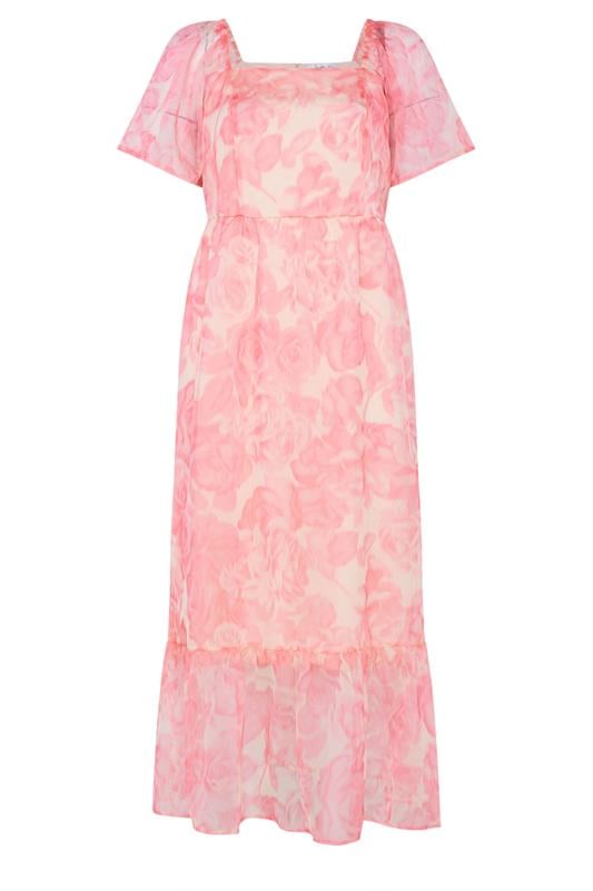 YOURS LONDON Plus Size Pink Floral Organza Dress | Yours Clothing 5