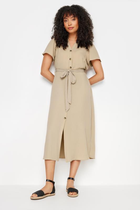 Women's  M&Co Natural Brown Button Through Midi Dress