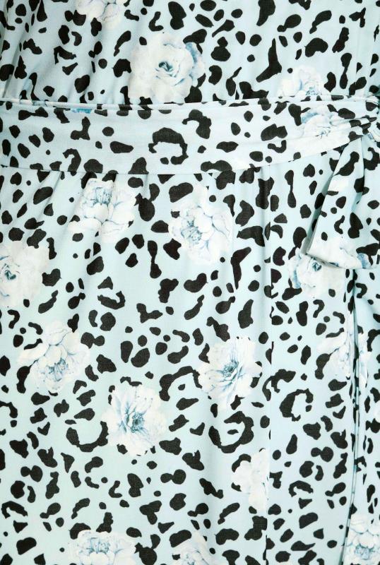 YOURS LONDON Plus Size Blue Leopard Print Halter Neck Maxi Dress | Yours Clothing  5