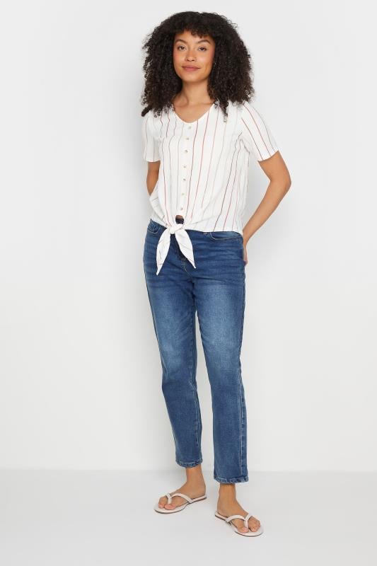M&Co Ivory White Stripe Button Front Top | M&Co 3