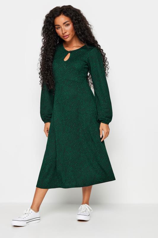 M&Co Petite Dark Green Leopard Print Midi Dress | M&Co 2