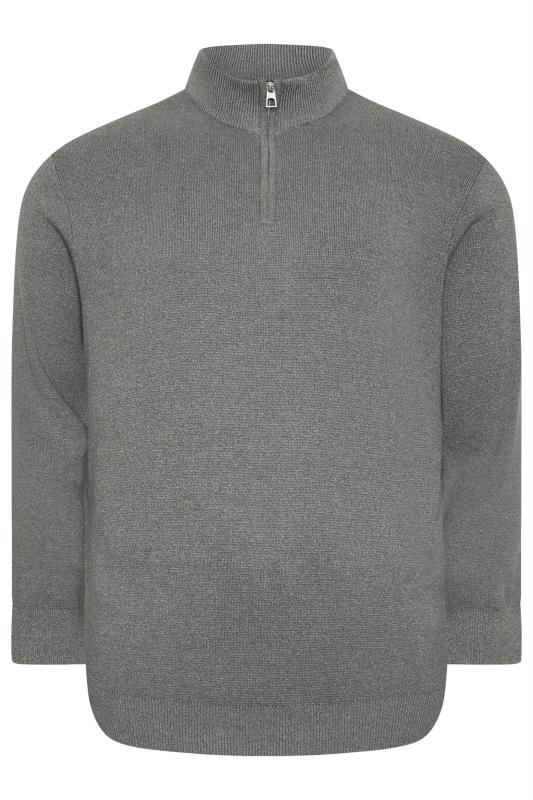 BadRhino Big & Tall Grey Milano Quarter Zip Knitted Jumper | BadRhino 2
