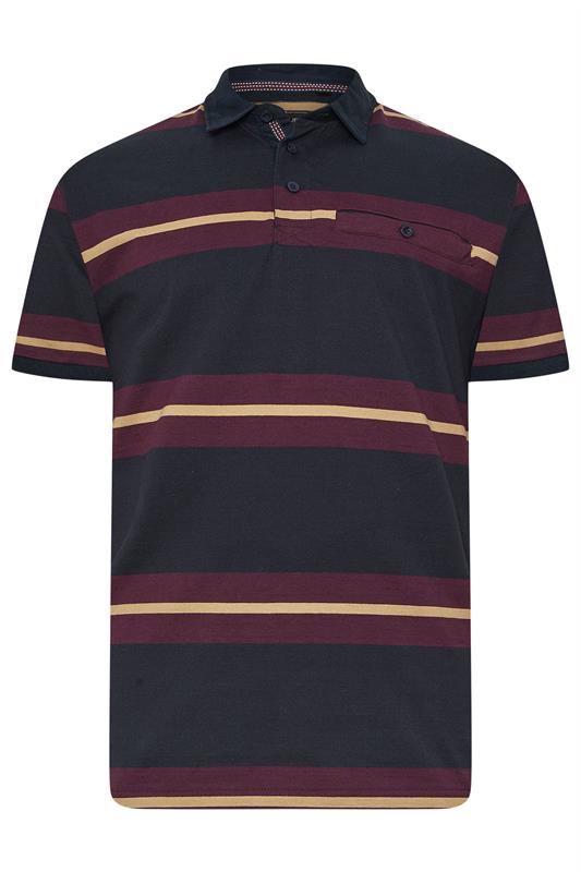 KAM Navy Blue Striped Short Sleeve Rugby Polo Shirt | BadRhino 4
