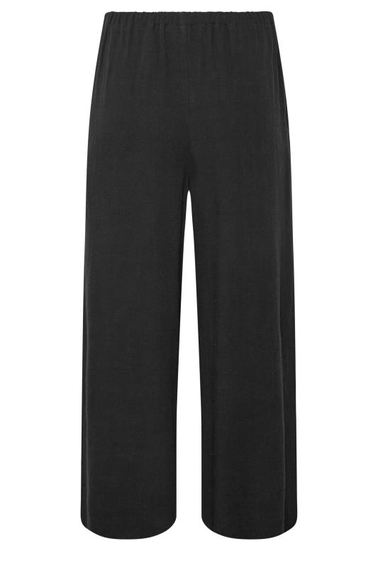 LTS Tall Black Wide Leg Cropped Linen Trousers 8