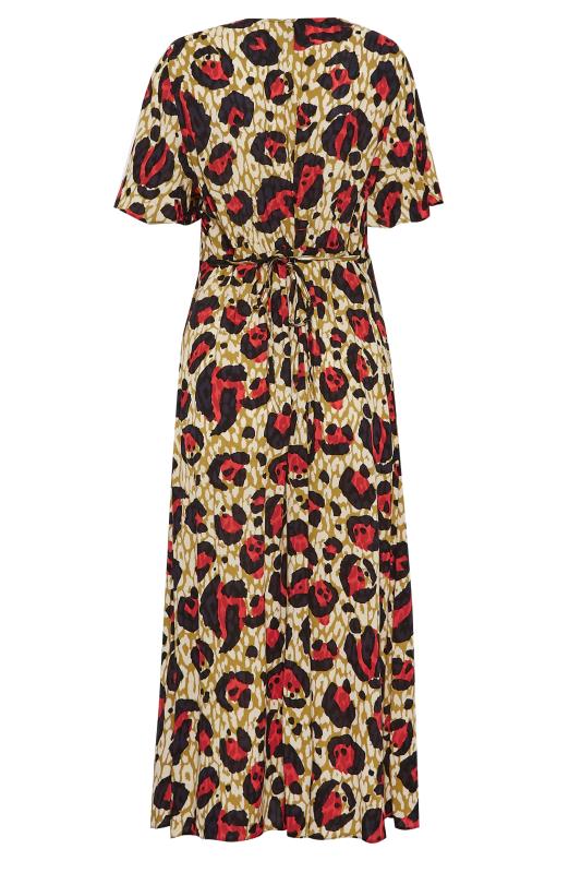 M&Co Natural Brown & Red Leopard Print Midi Button Through Tea Dress | M&Co  7