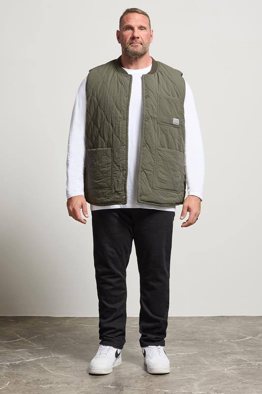 JACK & JONES Big & Tall Olive Green Liner Vest | BadRhino 1