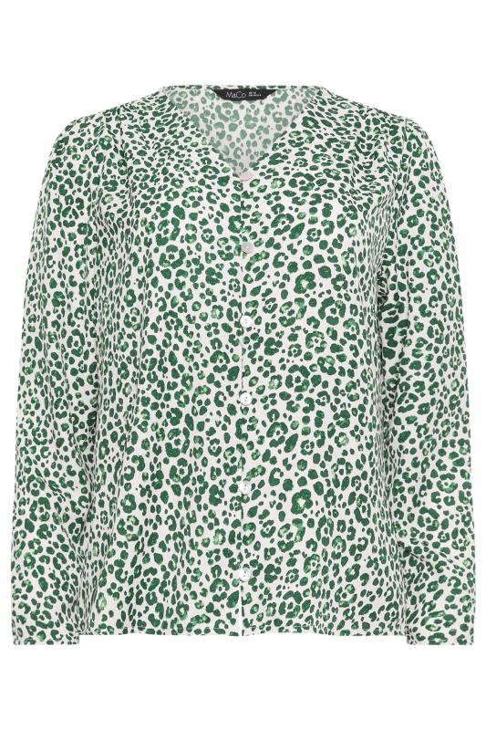 M&Co Green Leopard Print Long Sleeve Blouse | M&Co 5
