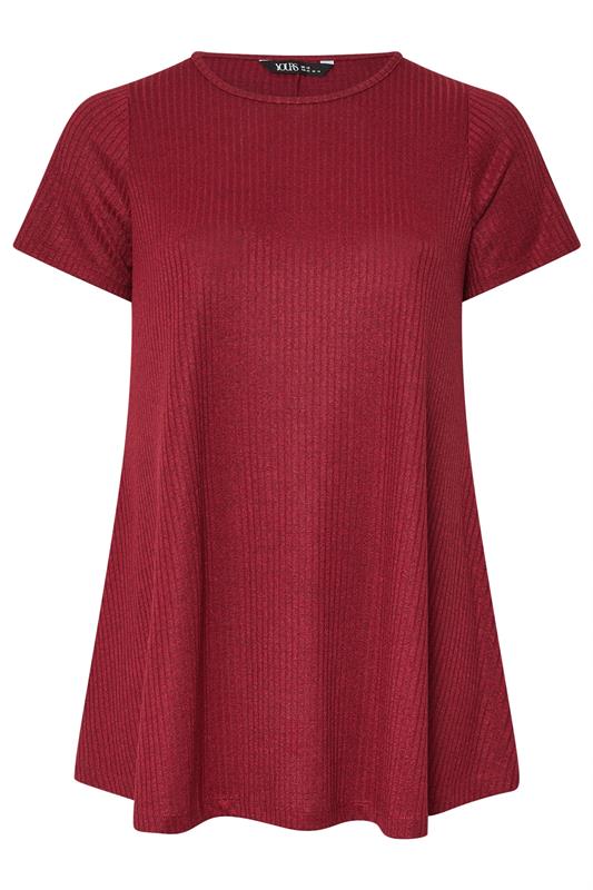 YOURS Plus Size Red Ribbed Soft Touch T-Shirt | Yours Clothing 5