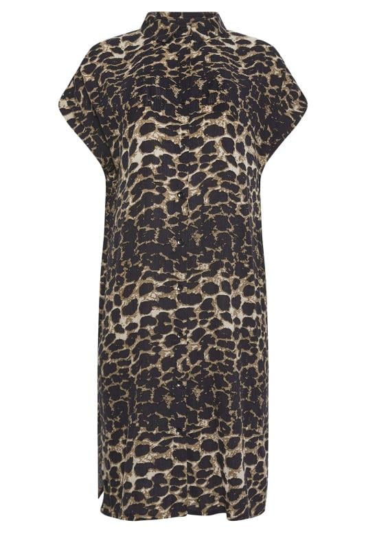 M&Co Animal Print Short Sleeve Crinkle Shirt Dress | M&Co 6
