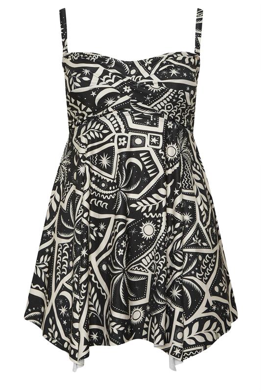 YOURS Plus Size Black Postcard Print Hanky Hem Tankini Top | Yours Clothing 7