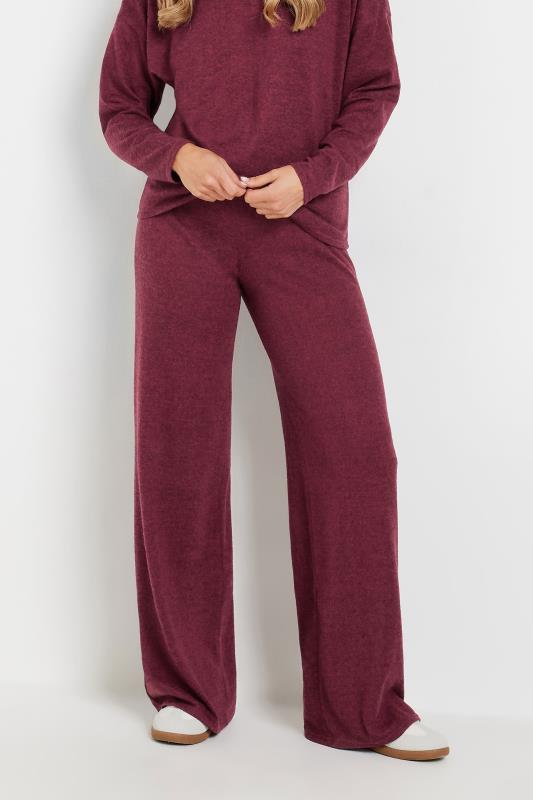 LTS Tall Burgundy Red Drawstring Wide Leg Trousers | Long Tall Sally 1