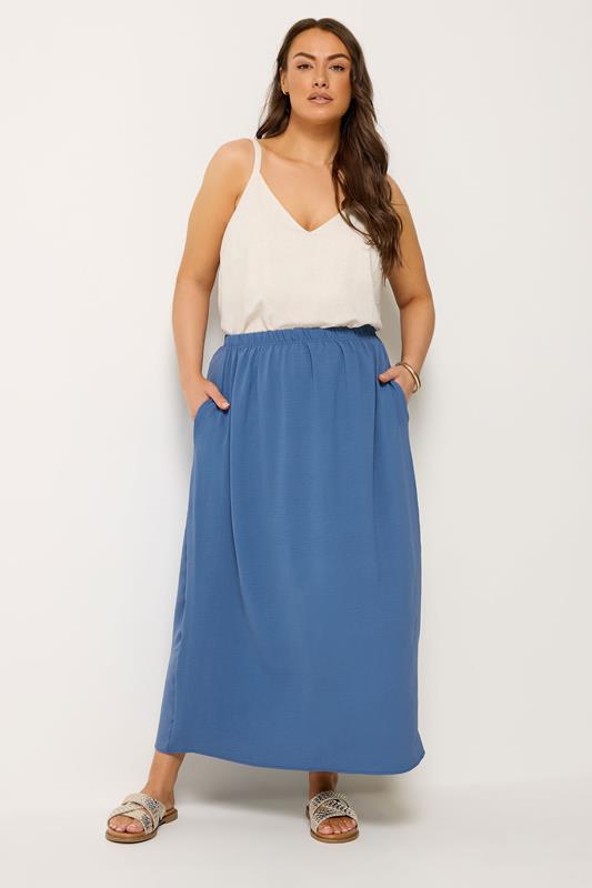 YOURS Plus Size Navy Blue Midi Skirt | Yours Clothing 1