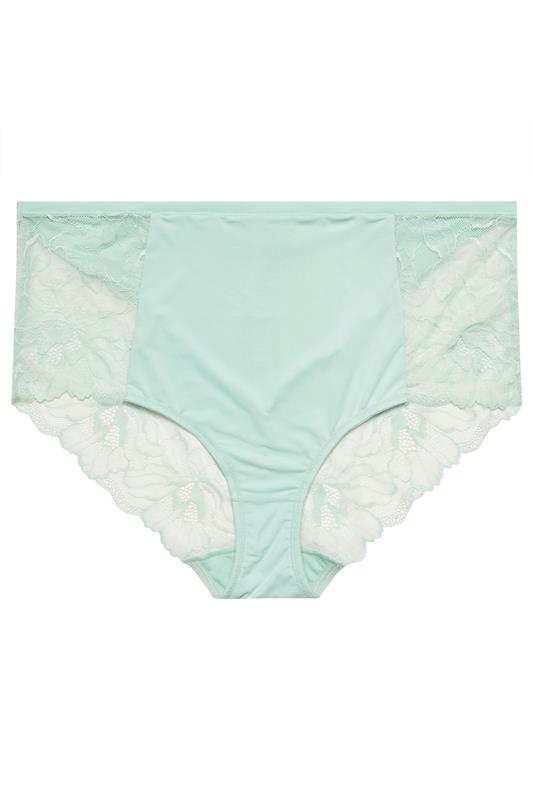 YOURS Plus Size Mint Green Microfibre Lace Full Briefs | Yours Clothing 5