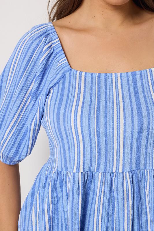 YOURS Plus Size Blue Stripe Peplum Top | Yours Clothing 4