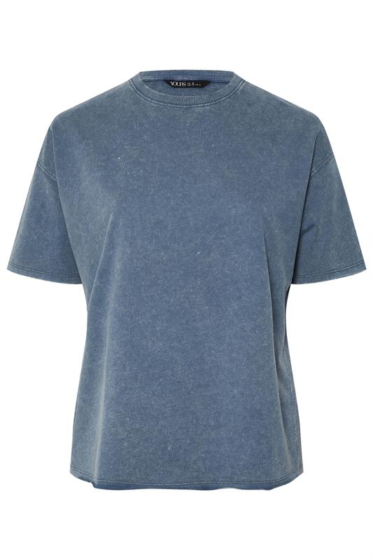 YOURS Plus Size Blue Acid Wash Oversized Sweat T-Shirt | Yours Clothing 6