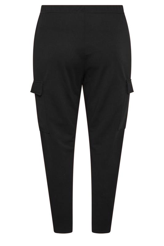 YOURS Curve Plus Size Black Tailored Scuba Cargo Trousers | Yours Clothing  7