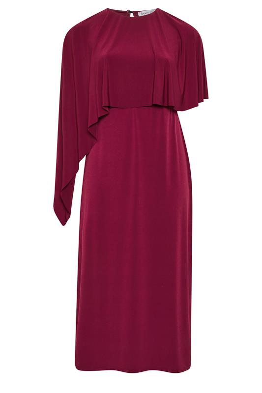 YOURS LONDON Plus Size Burgundy Red Maxi Cape Dress | Yours Clothing 5