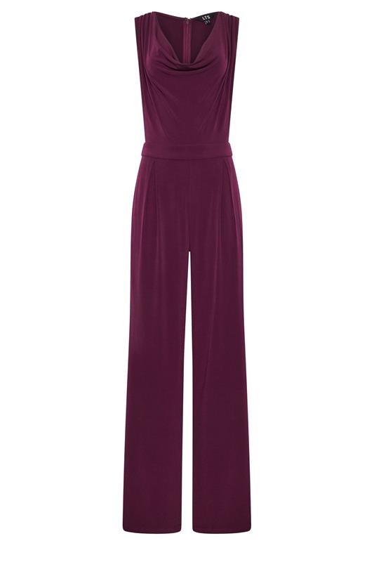 LTS Tall Women's Plum Purple Cowl Neck Wide Leg Jumpsuit | Long Tall Sally 5