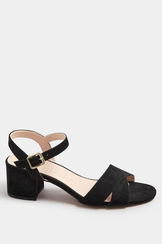 LTS Black Cross Over Block Heel In Standard Fit | Long Tall Sally 2