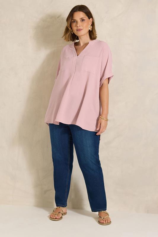 EVANS Plus Size Rose Pink Overhead Utility Shirt | Evans 1